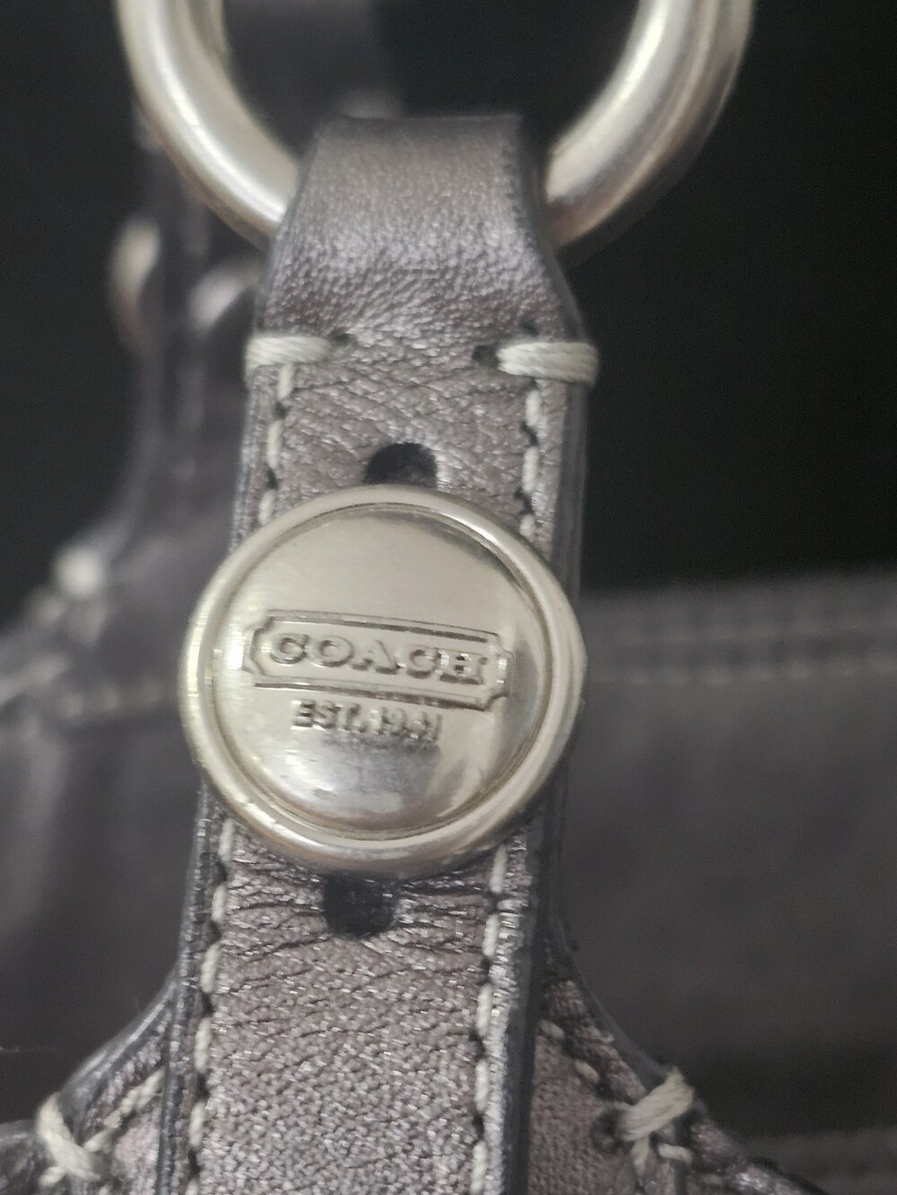 Coach F15242 Metallic Signature Leather Gallery Tote Gunmetal - Picture 9 of 11